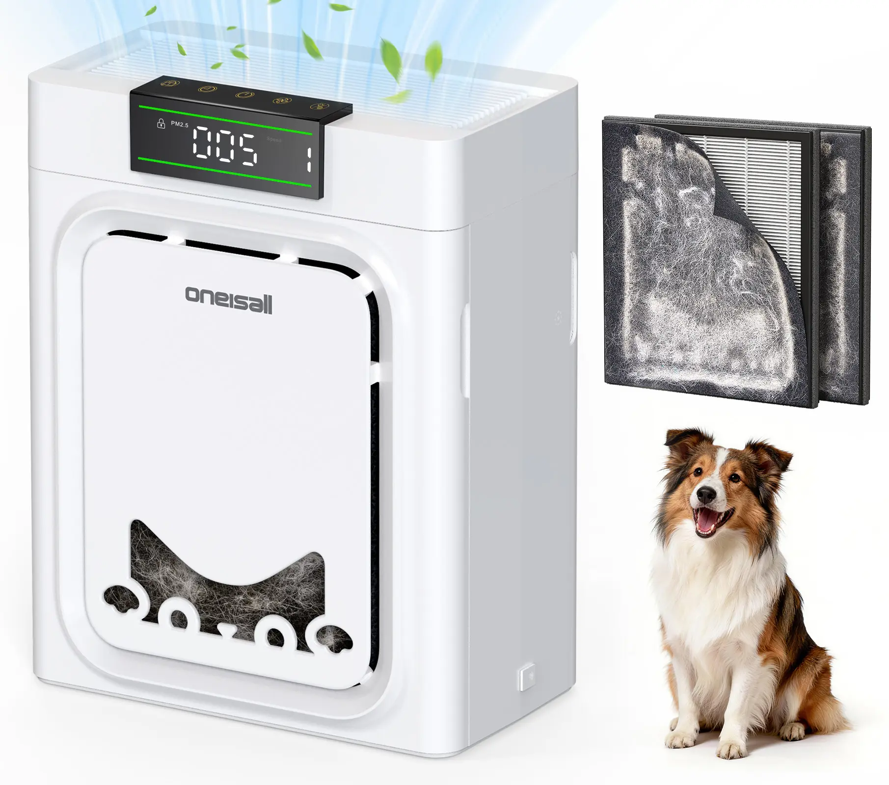 oneisall Air Purifiers for Home Pets 3-in-1 Washable HEPA Filter  Dual-Sided Filter with 200g Activated Carbon Pet-Friendly Design Allergen Relief Odor Removal Summervibes Petlovers