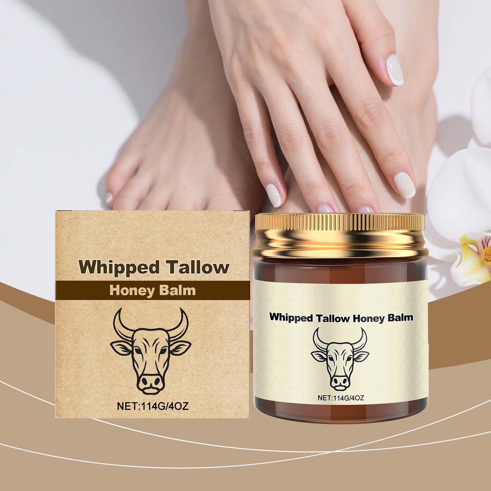 Lopeie Whipped Grass-Fed Beef Tallow Honey Balm - 4 Oz,Moisturizing Cream for Soft, Smooth Skin - Handmade All-Natural Moisturizer - Lavender