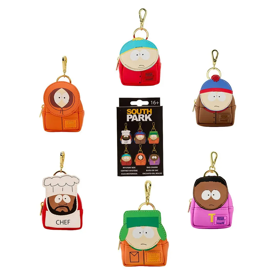 South Park Faux Leather Bag Charm - Mystery Mini Backpack Style Collectible Bag Accessory with Applique Details for Purses, Charms For Purses, Stylish Playful Charm