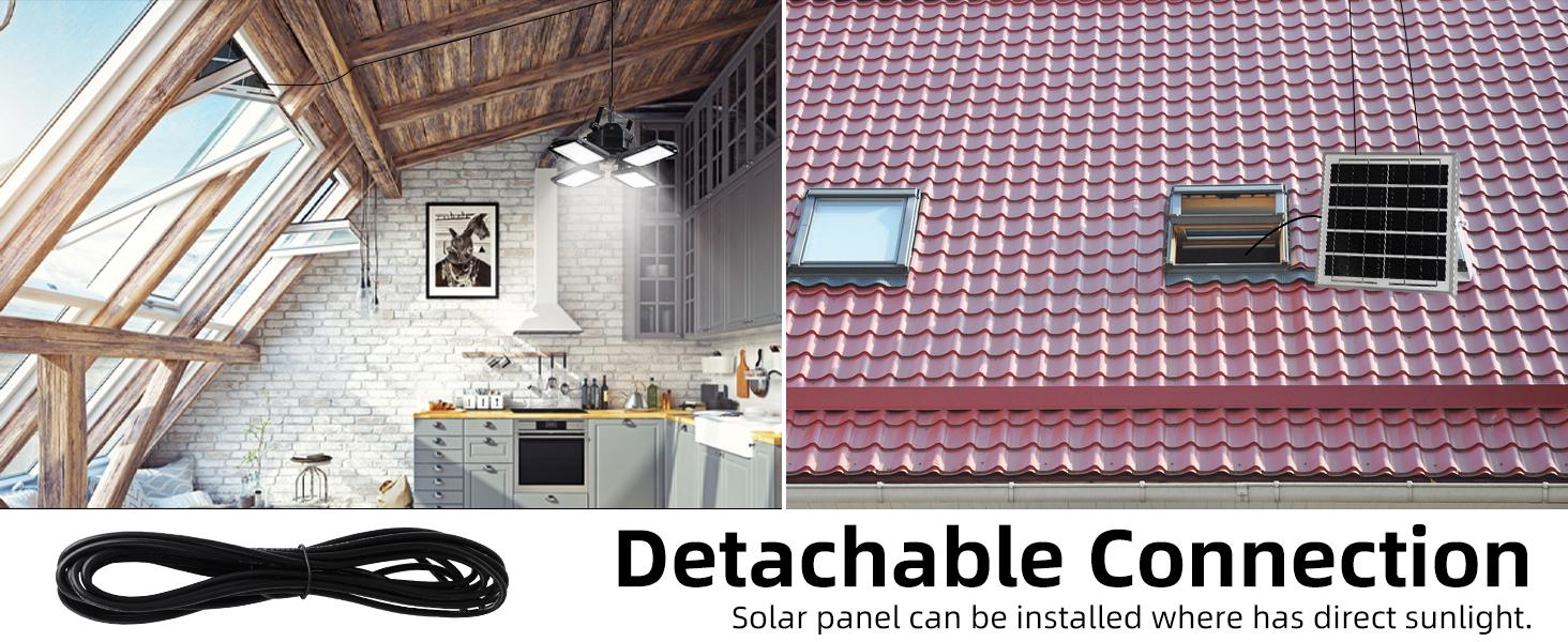 Solar Shed Light Outdoor Indoor Solar Powered Motion Sensor Pendant Light 5 Lighting Modes & Remote Control 4-Leaf 120°Adjustable Lights for Home Yard Garage