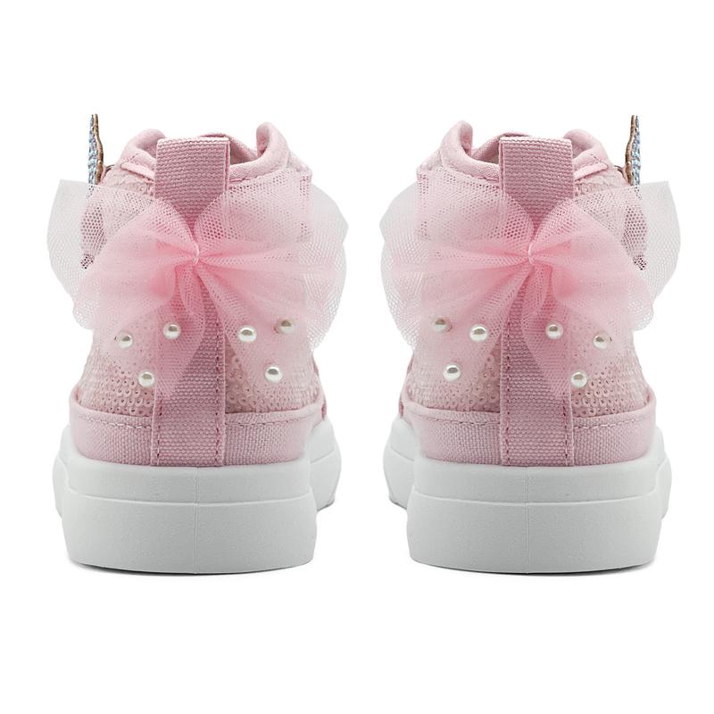 Toddler Sneakers for Girls Boys Canvas High Top Kids Fashion Sparkle Sequins Bow Shoes Running Walking Casual Shoes with Cute Sparkling Butterfly Design