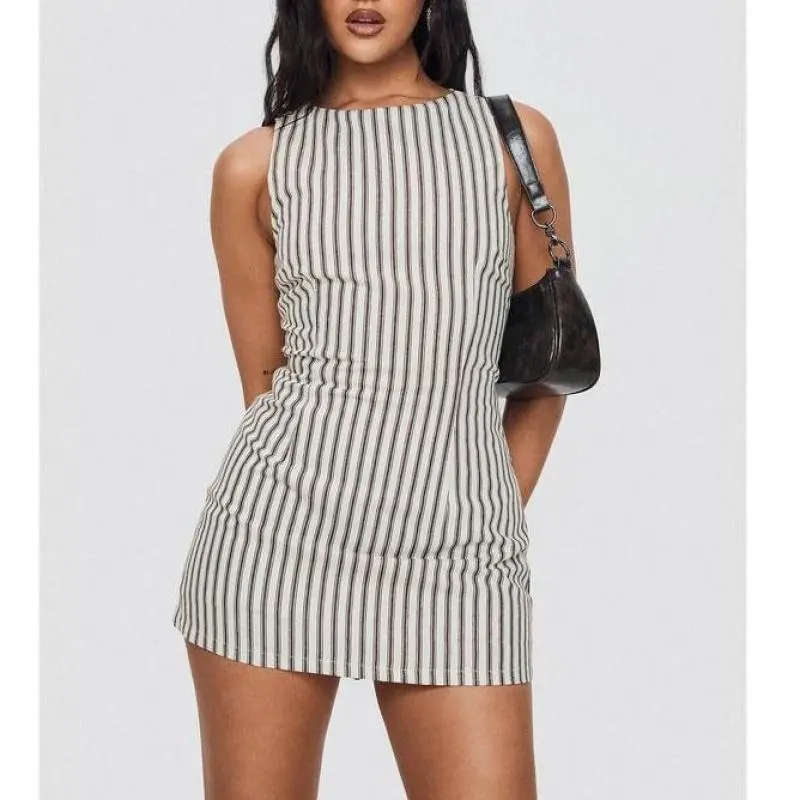 Brown and blue stripe dress - TikTok Shop
