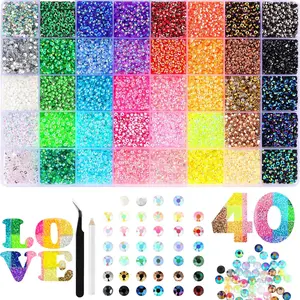 DIY Resin Rhinestones Kit - 24/40 Grid Cute Glam Flat Back Gems, Colorful Rhinestone Decor Charm for Nail Art Crafts, Bedazzling Diy Kits