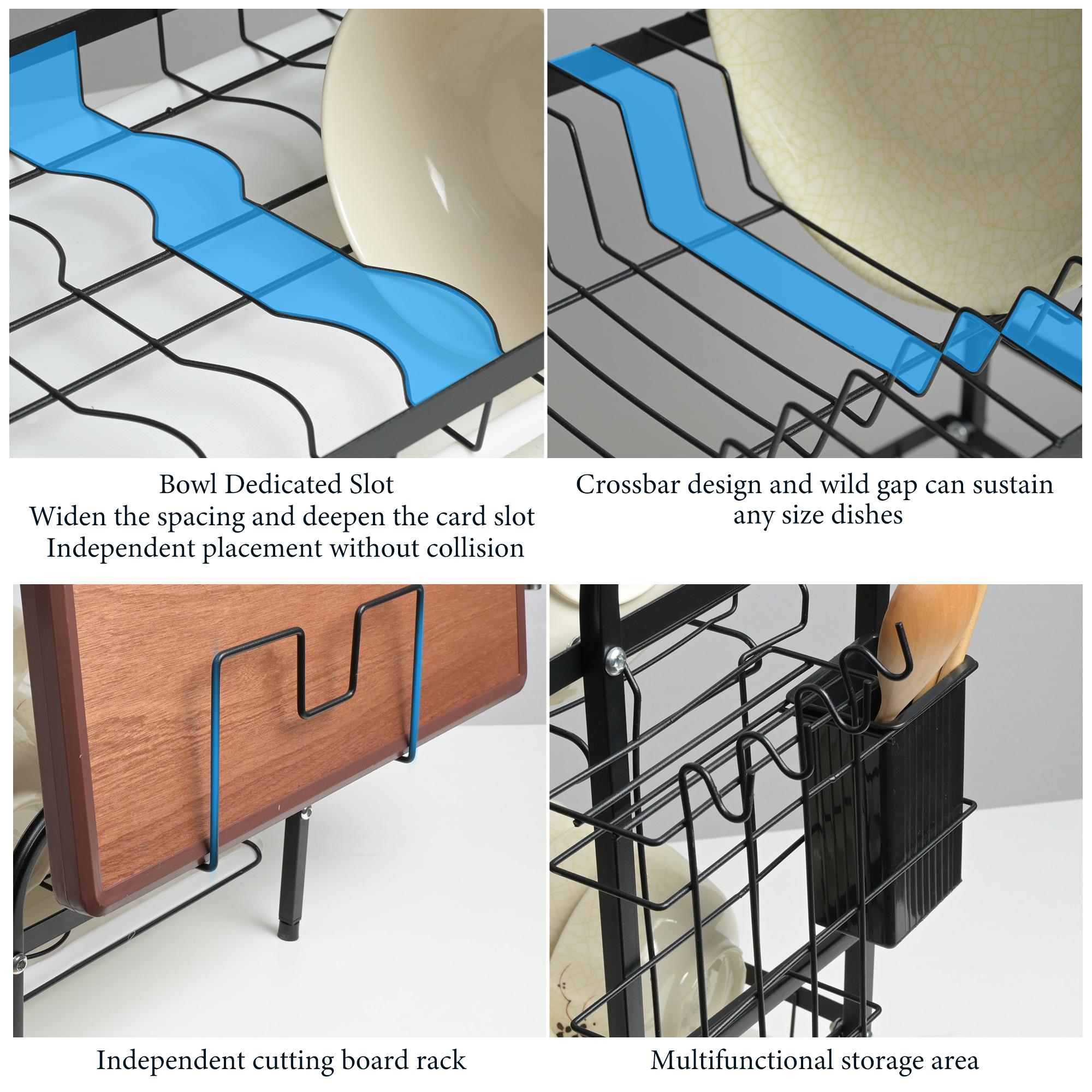Bepatio 2 Tier Dish Drying Rack,Stainless Steel Dish Rack With  Drainboard & Utensils Holder,Over Sink Rack Kitchen Dish Drying Rack,Kitchen Organizer