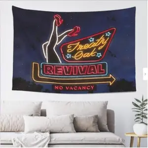 Tapestry Treaty Oak Revival - No Vacancy Tapestry Cotton Decor bedroom decorative accessories Light Linen