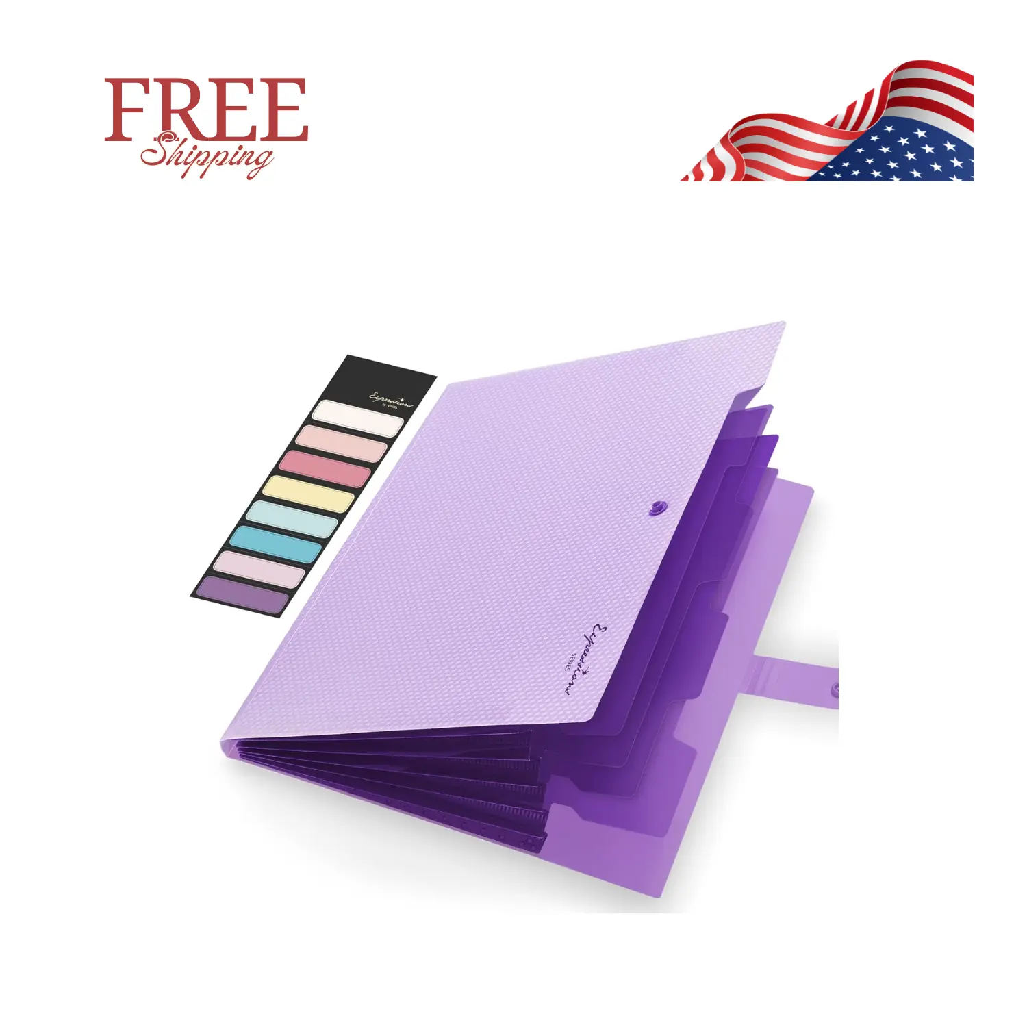 Expanding File Folder, Letter Size Accordion File Organizer, 5 Pocket Purple
