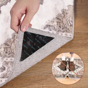 QULINT Non Slip Rug Gripper Pads for Corners, Strong Adhesive Anti Curl Carpet Stickers, Reusable Washable Rug Tape for Hardwood Floor Tile, Prevent Rug Sliding & Lifting
