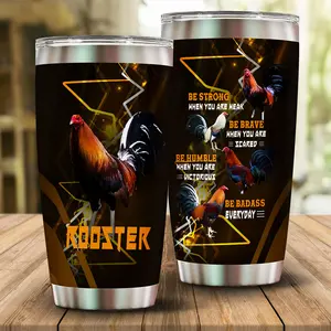 1pc 20oz Rooster Art Tumbler with Lid, Insulated Travel Mug, Gift for Women Men, Ideal for Halloween, Independence Day, Memorial Birthday Gift, Coffee Cup, weird stuff