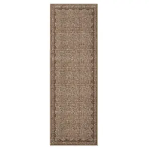 2 x 6 ft Polyester Brown Rectangular Indoor Laundry Bathroom Kitchen Scalloped Modern Machine Washable Runner Rug