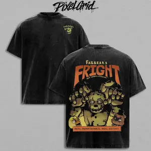 Five Nights at Freddy's, Fazbear's Fright, Springtrap Animatronic, FNAF Horror Game Merch, Retro Gaming Apparel, Vintage Washed Graphic Tees, Gamer Streetwear Oversized Tee, Unisex Casual Gaming Shirt, Horror Gamer Gift