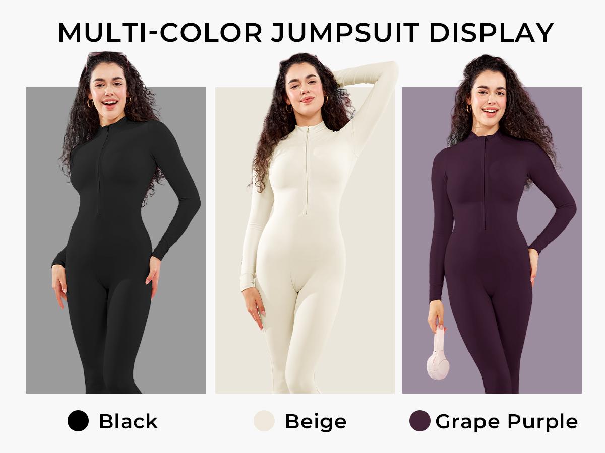 YEOREO Women's Solid Zip Up Jumpsuit Casual Sporty Long Sleeve Jumpsuit for Skiing Cycling Ladies Sportswear for Fall & Winter Athletic Style Activewear Workout Gym Clothing YEOREO Women's Solid Zip Up Jumpsuit Casual Sporty Long Sleeve Jumpsuit for Skiing Cycling Ladies Sportswear for Fall & Winter Athletic Style Activewear Workout Gym Clothing