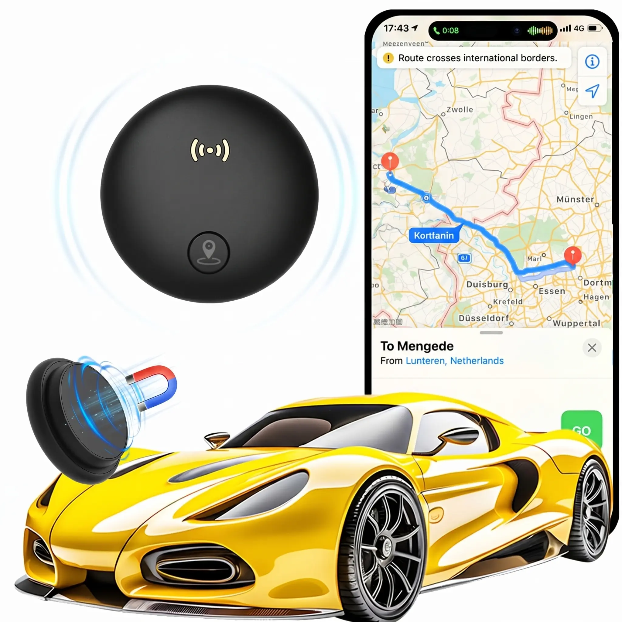 Car GPS Tracker - Built-in Strong Magnet, Magnetic Mini Vehicle Tracker, No Monthly Fees(Compatible With IOS And Android), Global Anti-Theft Device, Hidden Tracker, IPX7, 365-Day Battery Life, Suitable For Cars And Other Items