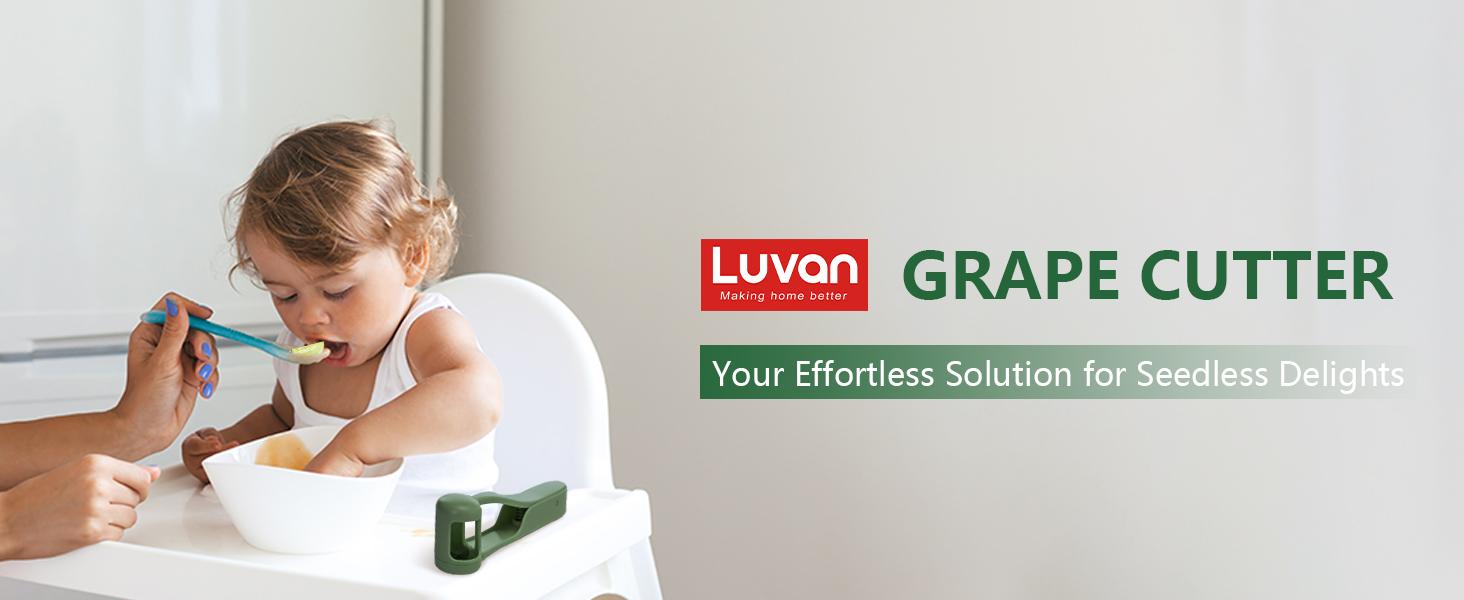 LUVAN Grape Cutter for Toddlers 1-3 - Stainless Steel Baby Fruit Slicer Safe & Easy Grape, Cherry Tomato, Strawberry, Blueberry Cutter - Lightweight Kitchen Gadget for Fruit Salad & Cake Decor