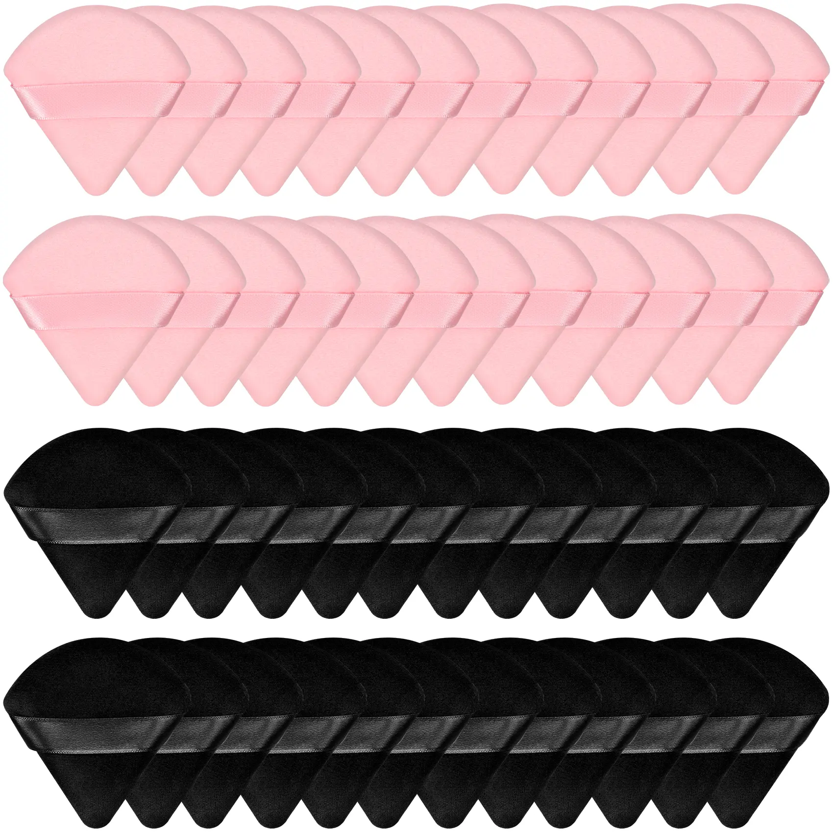 Colovis  Powder Puff Set Soft Velour Triangle Makeup Sponge for Foundation & Loose Powder Pink & Black Ideal for Travel Daily Use Easy to Clean Beauty Tools