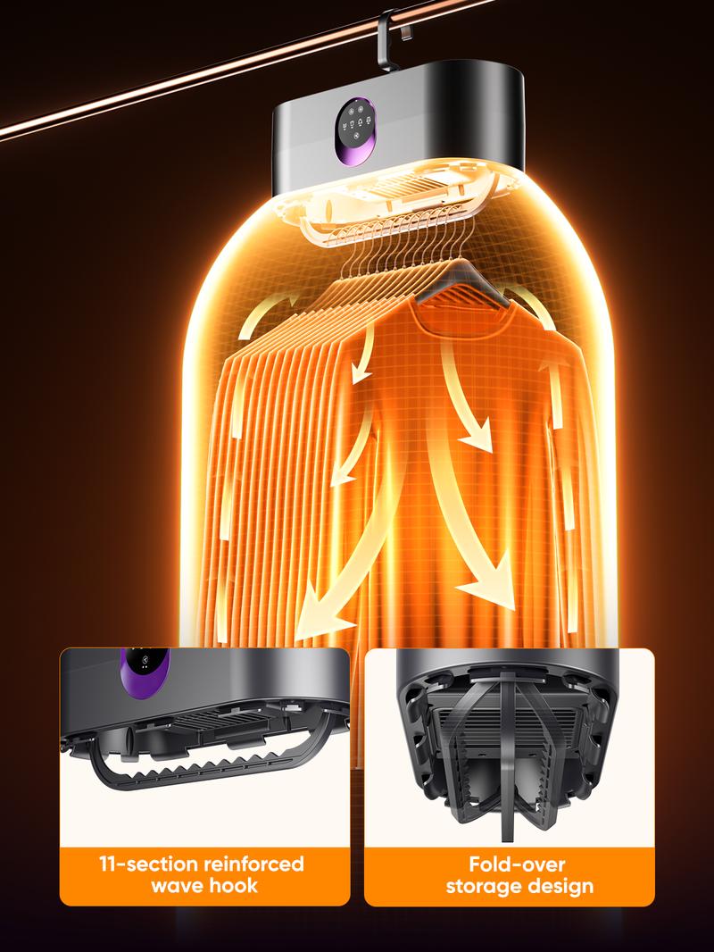 DDZJIAN Portable Clothes Dryer 600W Hold 11-20 Items, with Timer & Remote Control, One Mini Hanger, Foldable Drying Bag, Small Compact Electric Fast Drying Machine for Laundry, Travel, RV, Home, Apartment