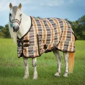 Jeffers Pony Poppins Solaris 1200D Pony Horse Turnout Blanket, 240 Gram, Brown & Cream Plaid