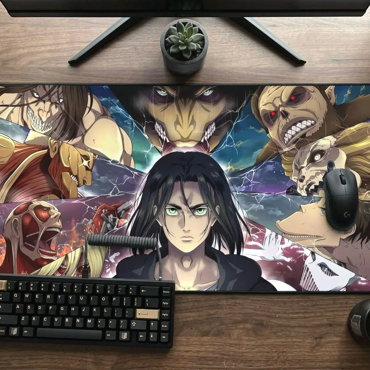Attack on Titan Mouse Pad, Eren Yeager Gaming Desk Mat, Anime Large Mousepad, AOT Desk Pad, Manga Gaming Setup Decor, Anime Gamer Gift