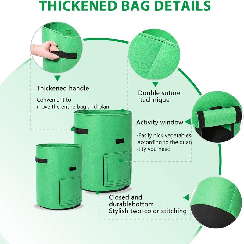 TENOVER Kartoffel-Anbaubeutel, 2 x 43 l Pflanzbeutel/Garten-Kartoffel-Pflanzbeutel, doppellagiger, atmungsaktiver Vliesstoff mit Fenstererde