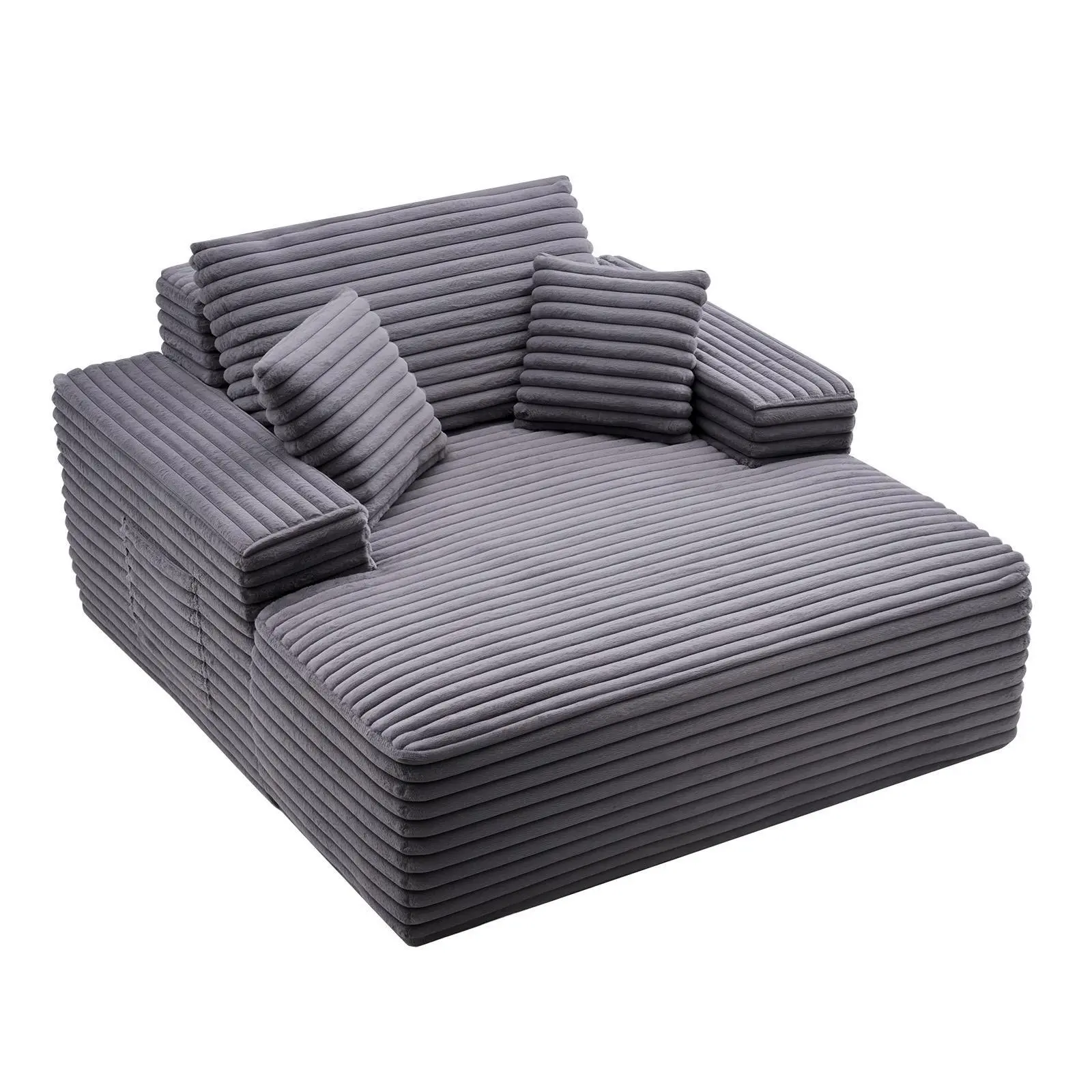 【SummerFinds】VEVOR Ergonomic Armchair, 48in Boneless Indoor Chaise Lounge, Modern Upholstered Oversized Reading Chair with Sponge, Pocket Springs, Side Pockets & Armrests, Deep Seat Sleeper for Living Room, Bedroom, Accent Reading Chair, Chair With Cushio