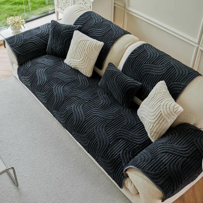 Raybee 1 Count Jacquard Solid Color Sofa Cover for 1-4 Seat, Anti-Slip & Anti-Scratch Bench Couch Cover, Ultra-Soft Sofa Towel Protector, Dust Prooof Sofa Mat, Machina Washable, Living Room Decor Improvement for Hotel, Dormitory, Gifts
