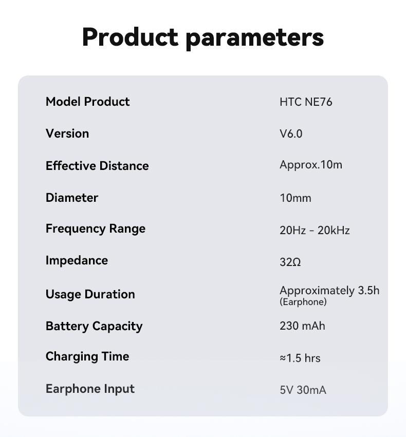 HTC NE76 Bluetooth Wireless Earbuds Sleep Earphones,Bluetooth 6.0,Noise-Canceling Earphones.Improves sleep quality,Zero pressure on the ears when sleeping on your side,Invisible flat-head earphones,Suitable for travel and side sleepers
