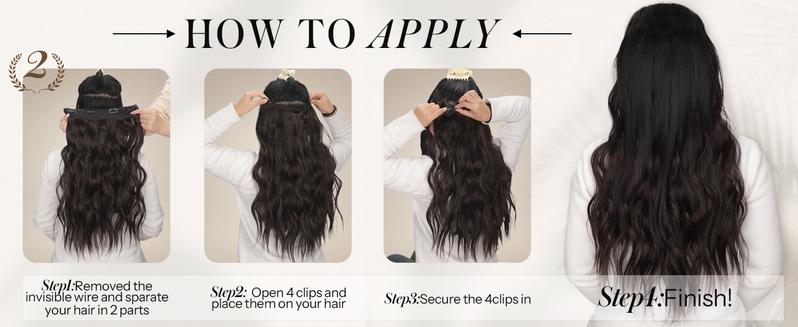 AISI HAIR New 16/20 inch Wavy Invisible Wire Hair Extensions with Transparent Wire Hairpieces for Women halo hair Synthetic Extension