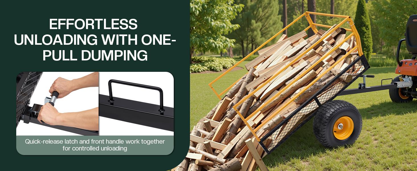 AMERLIFE Garden Utility Trailer, 500/1500/1800Lbs 12/20/25 Cu.Ft ATV UTV Trailer Tow Behind Dump Cart with Removable Sides, Rear Hitch & Convenient Handle, Outdoor Lawn Mower Cart for Tractor