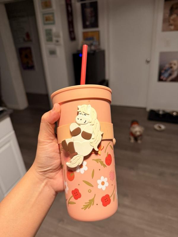 Starbucks 2026 Lunar New Year Year of the Horse Pink Cold Cup Tumbler with Floral Design and Straw Bottle