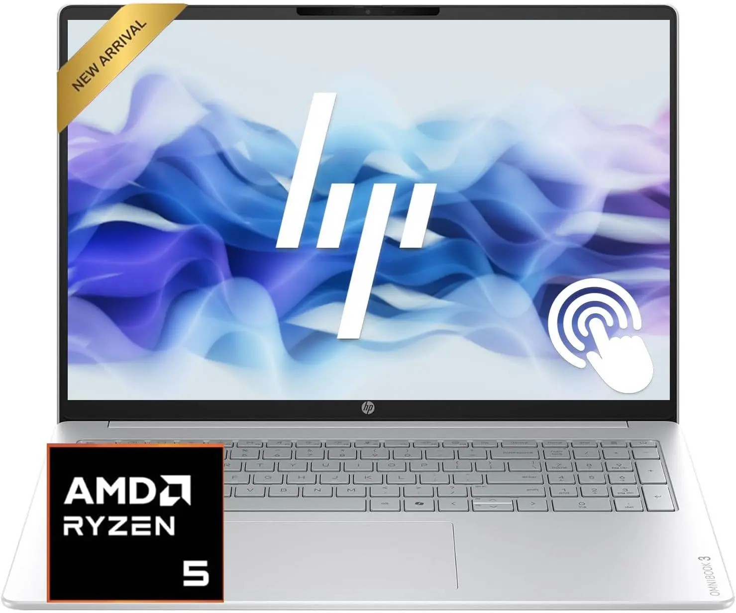 HP 16" OmniBook Laptop - WUXGA IPS Touchscreen Display, Ryzen 5 4000-Series Processor, 8GB DDR5 RAM, 256GB SSD, Long Battery Life, Wi-Fi 6, Windows 11, Office-Ready with Office 365 for the Web