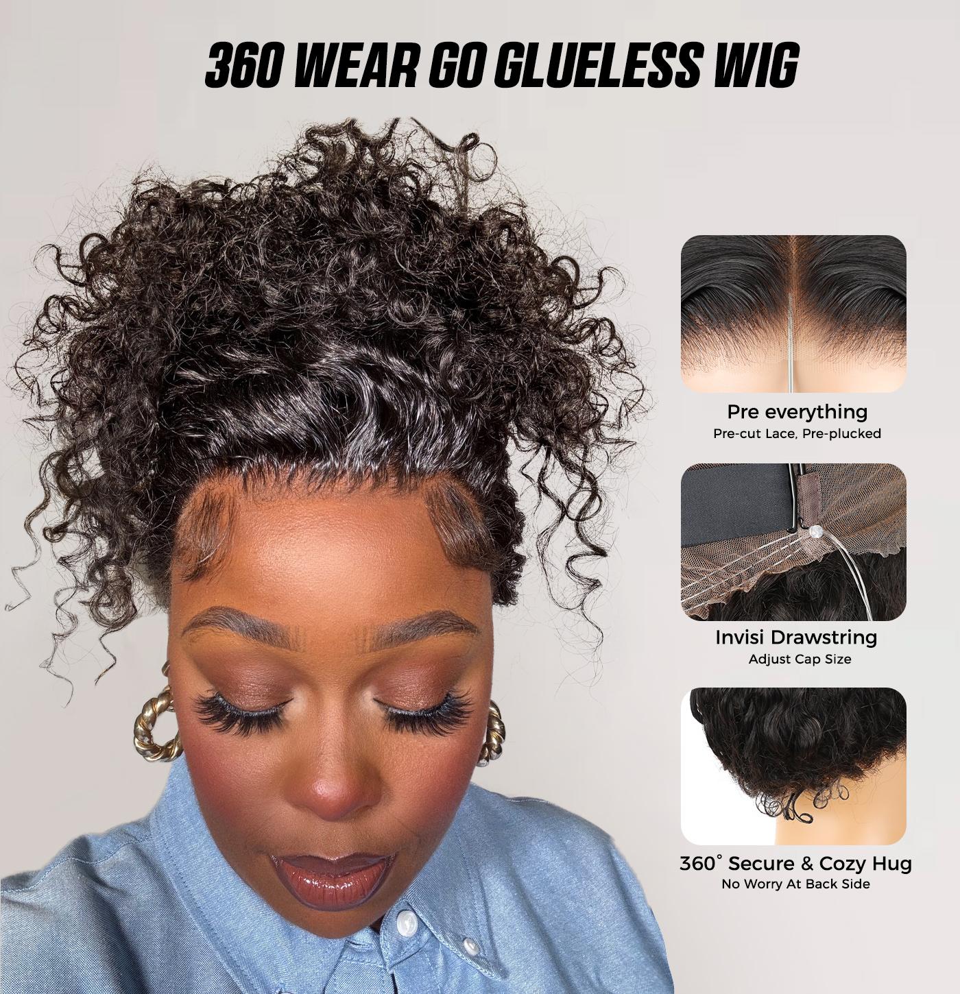 OQ HAIR 360 Full Lace Frontal Glueless Wig P4/27 Highlight Ombre Color Invisi-Strap 220% Density Water Wave Wear Go Wig Human Hair Pre Plucked