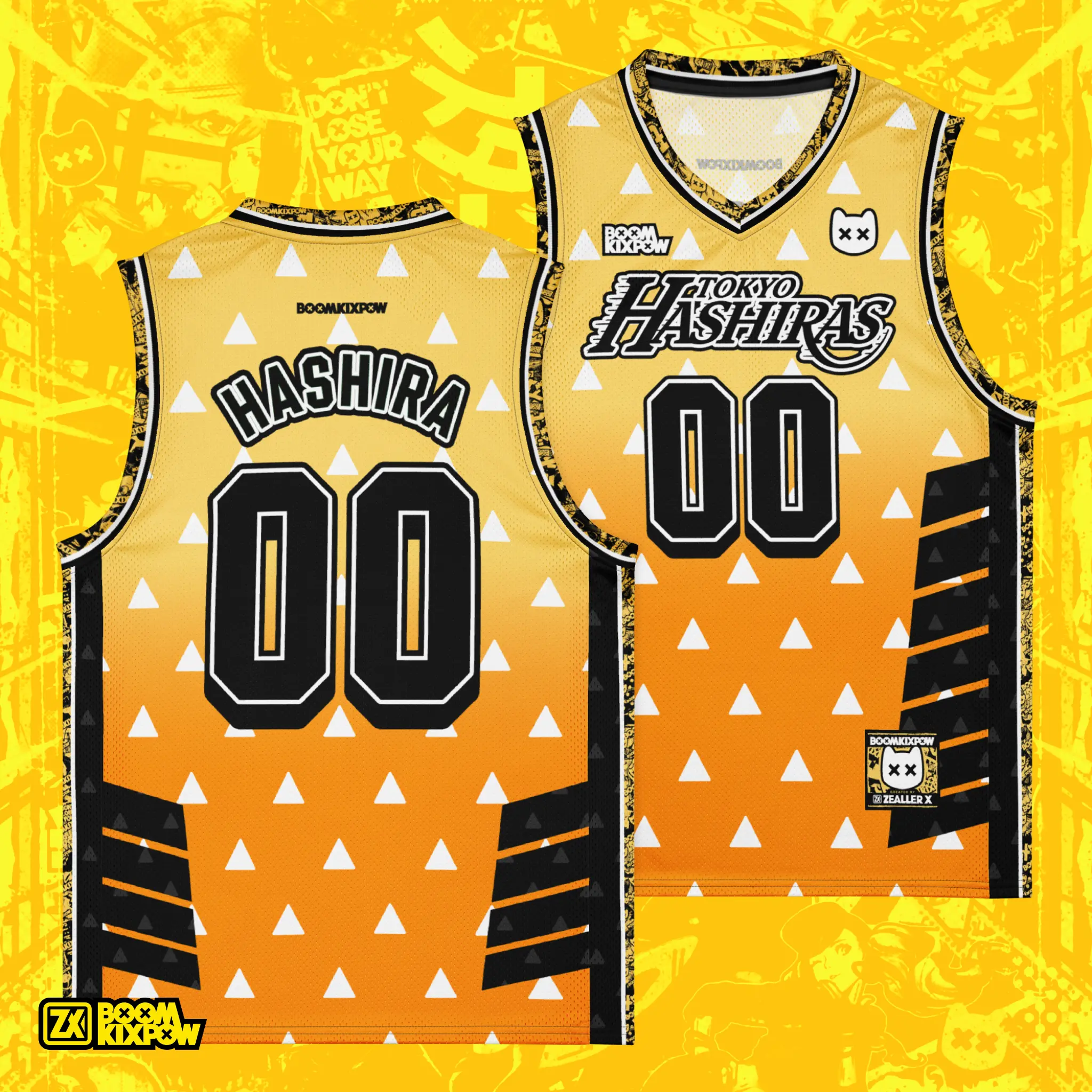 Tokyo Hashiras Basketball Jerseys - Yellow - Anime Sport Jersey Demon Hunter Slayer Inspired Fan Art | Boom Kix Pow Fan Art
