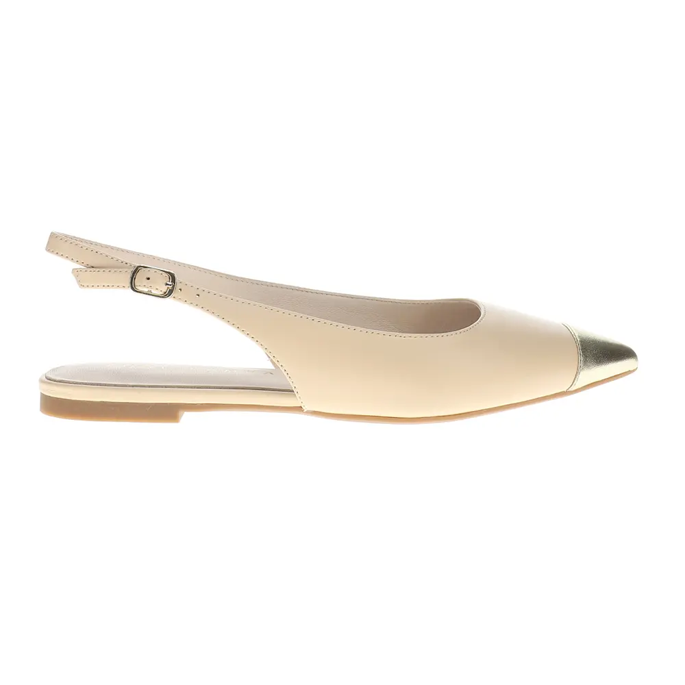 Yosi Samra Womens Vera Metallic Slingback Flats Casual - Beige, Gold