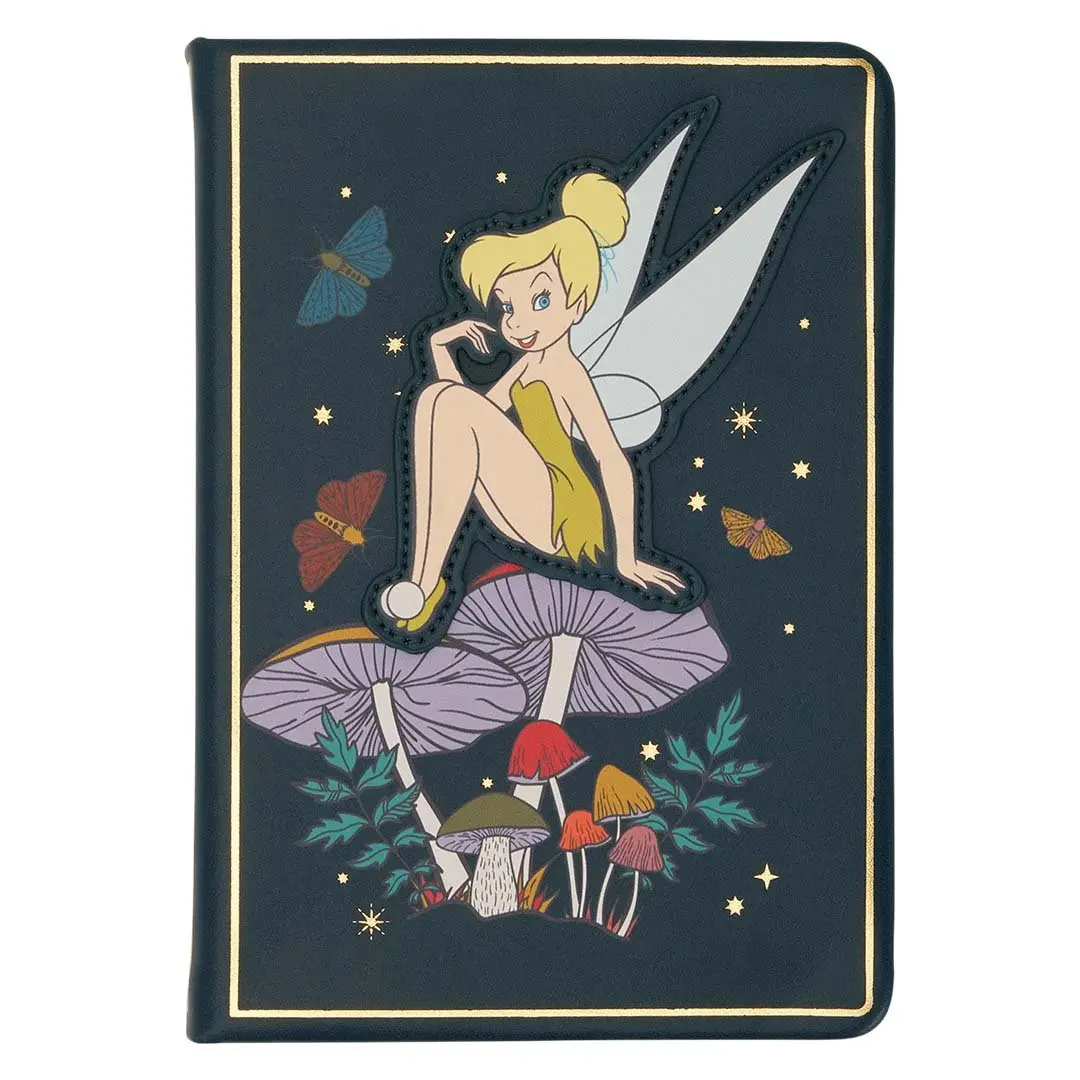 Loungefly Disney Peter Pan Tinker Bell Faux Leather Refillable Journal - 5”w x 7”h Writing Notebook, Office Stationery Paper with Printed Art, Journaling Supplies for Office Use
