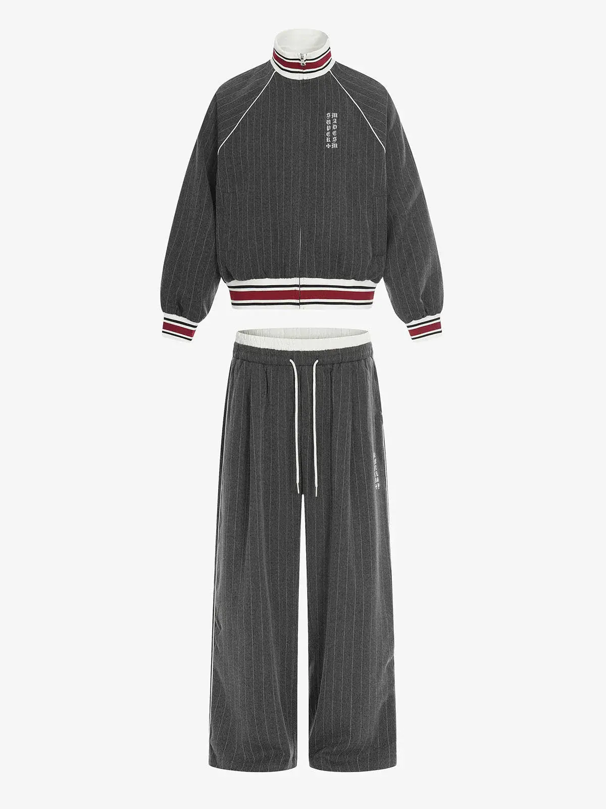 Thesupermade Retro Color-Blocked Striped Stand-Collar Tracksuit