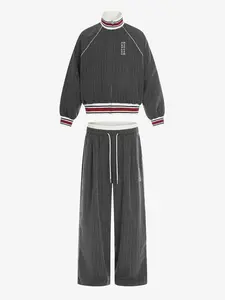 Retro Color-Blocked Striped Stand-Collar Tracksuit