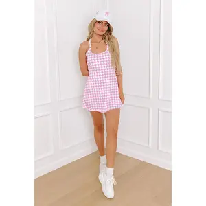 Sporty Spice Houndstooth Athletic Dress in Pink