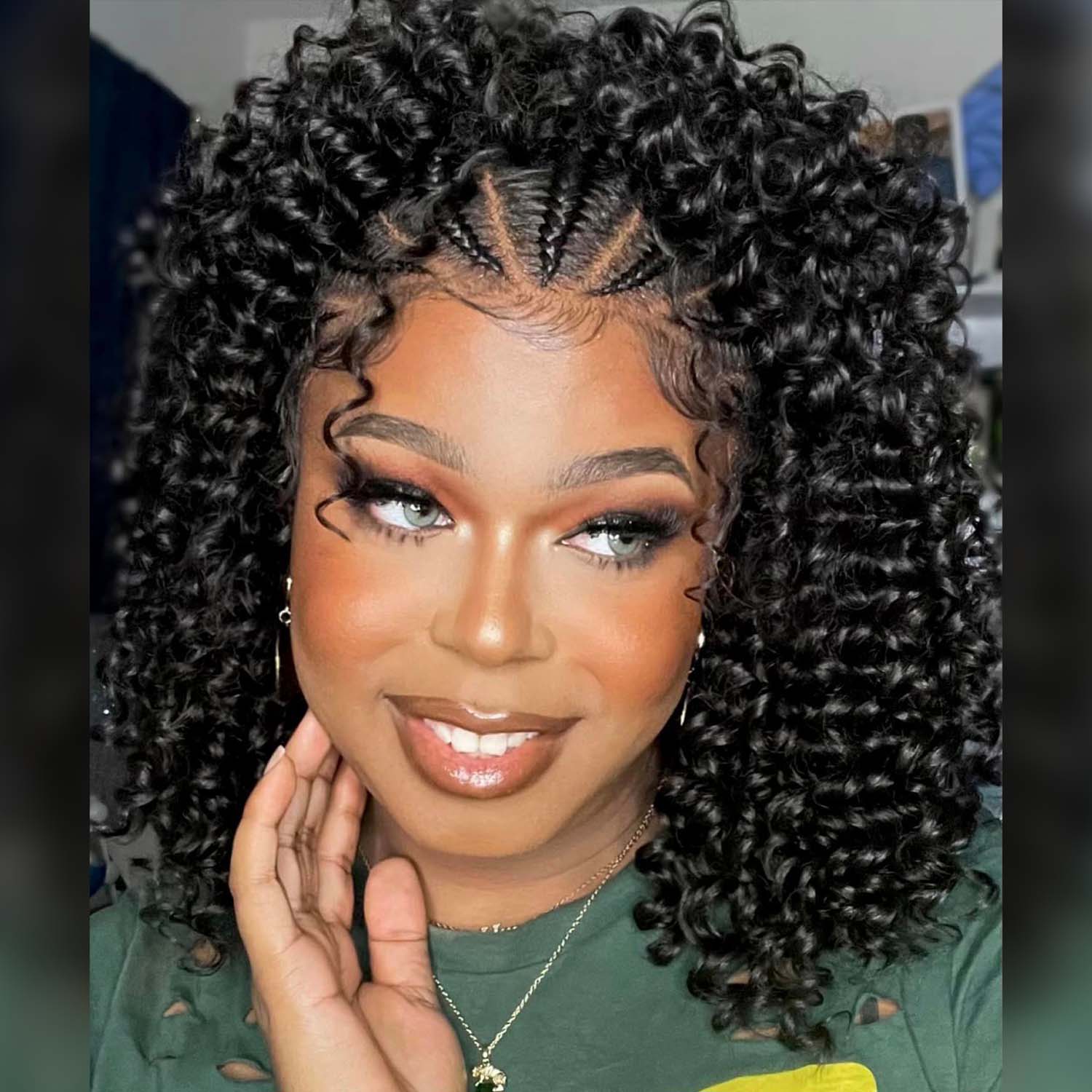 SuperNova 14" Double Lace Frontal Knotless Short Bob Braided Wigs