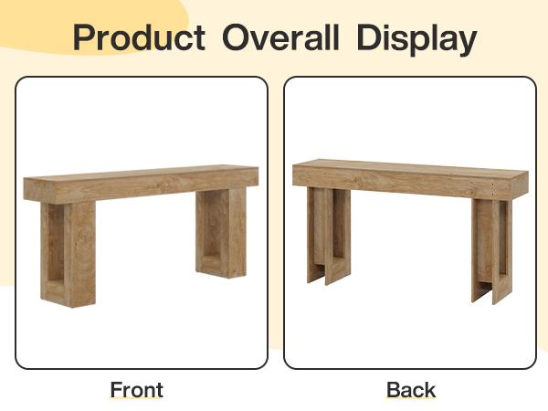 Tribesigns 63-Inch Long Console Table, Wooden Rectangular Sofa Table Behind The Couch, Farmhouse Entryway Table for Entrance, Hallway, Living Room (Natural) Modern