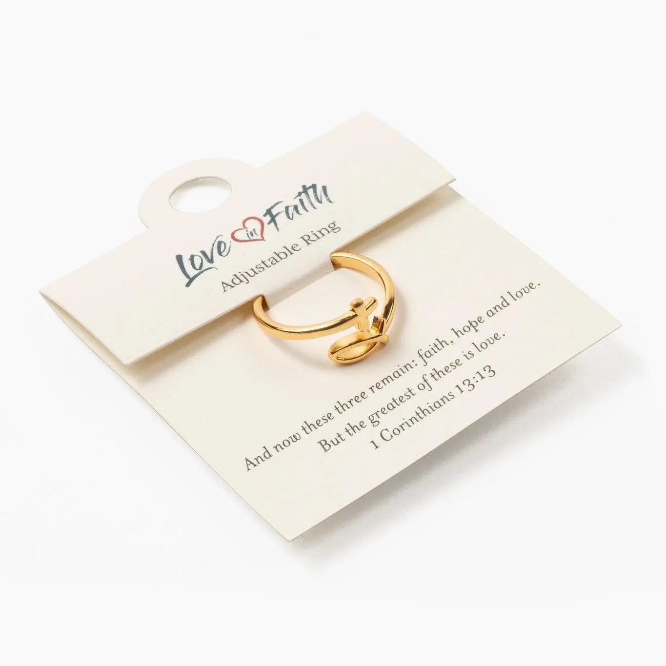 Love in Faith Women's Cross Bead - Gold Rings, Adjustable Lightweight Gold-Plated Brass, One Size Fits All, Luxe Comfortable Jewelry for Women, Christmas Gift