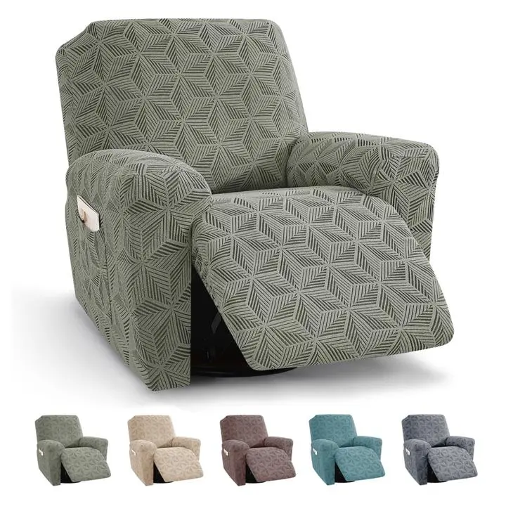 Recliner Sofa Cover - Elastic Anti-Slip Waterproof Adjustable Fit Single Couch Protector, Soft Dustproof Removable Washable Slipcover with Pockets, Geometric Home Decor for Living Room, Children-Friendly Recliner Covers, Covers For Recliners, Dustproof Co