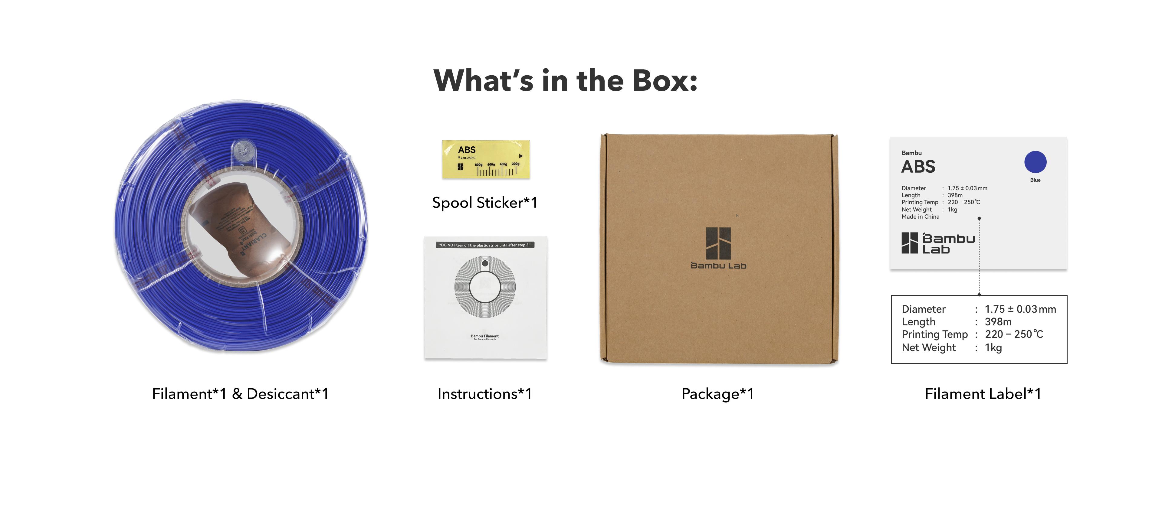 Bambu Lab ABS 3D Printer Filament, Tough & Durable 1.75mm 3D Printing Filament, Impressive Heat & Water Resistant, AMS-Compatible 3D Print Material with Reusable Spool, 1kg