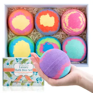 6-Piece Natural Bath Bombs Gift Set – Handmade Fizzy Spa Balls with Calming Scents for Women, Moms & Friends