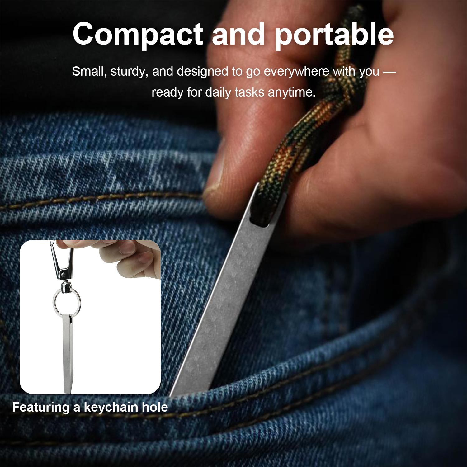 VAYWET The Mighty Bar - Super Strong Stainless Steel Keychain Pry Bar for Everyday Tasks EDC Prybar Heavy Duty EDC Keychain Pry Bar Tool (No ring) Portable Household Multifunctional, Small Keychain Accessories