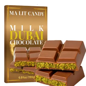 Dubai Chocolate Bar – 6.91 oz - Thick, Luxurious Milk Dubai Chocolate with Pistachio, Tahini & Crunchy Kataifi Filling by MA LIT CANDY