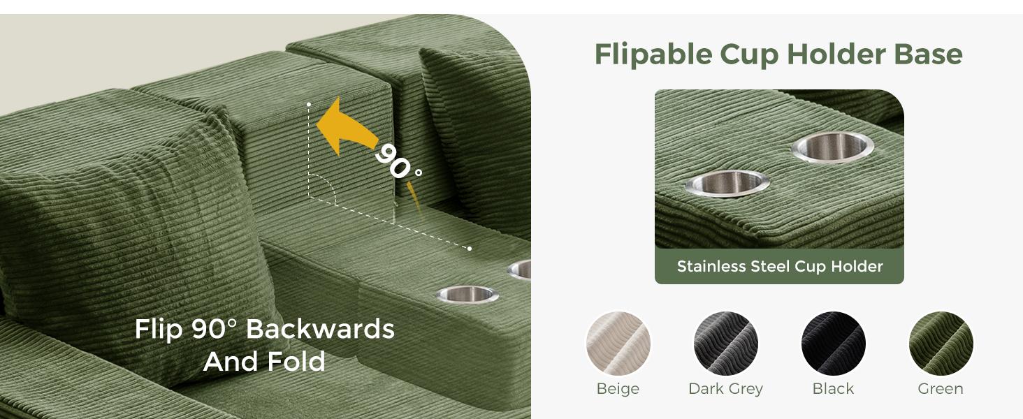 MAXYOYO Convertible Sofa Bed, 80" Oversized Boneless Loveseat Couch 4 in 1 Foldable Floor Sofa Couch in A Box with 2 Cup Holders, Folding Sleeper Chair for Living Room, No Assembly Required