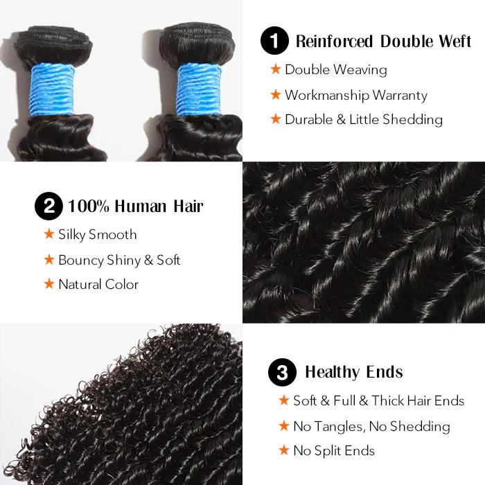 [LIVE-ONLY] Ashine Deep Curly 12-30 inches Salon Quality Brazilian Virgin Bundles 100% Human Hair Summer Wigs Natural Color with Frontal Closure