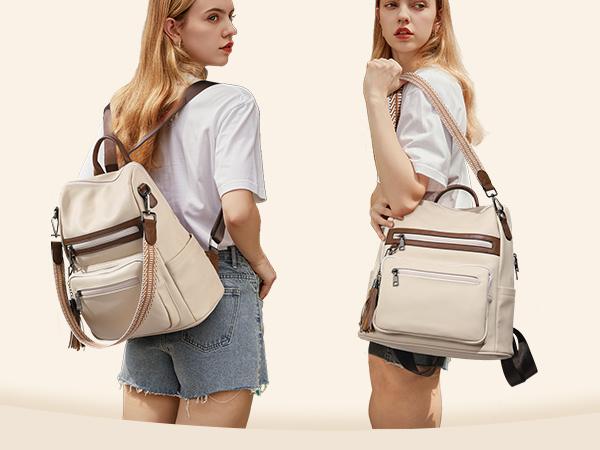 【Telena】Womens Backpack Purse Vegan Leather Large Travel Work Backpack College Shoulder Bag with Tassel Gift #TikTokShopBlackFriday