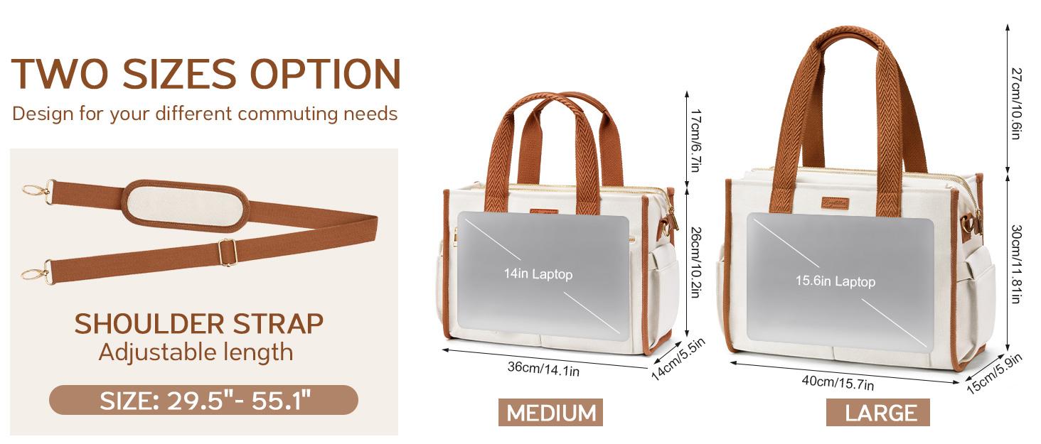 Bagstellar Canvas Tote Bag for Women, Large Work Travel Tote Bags With 9 Pocket & Zipper College Bible Laptop Bag Crossbody Handbag