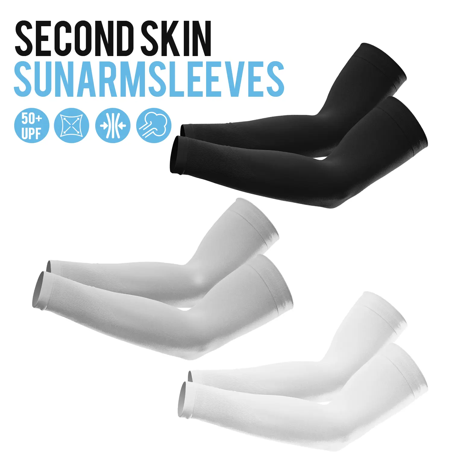 3 Pairs Fashion Arm Compression Sleeves - Strong, Compression-Type, Casual, Easycool Protective Gear, Anti-Injury, Heat-Wicking, UPF 50 UV Protection, Ice Silk, High Elasticity, Breathable, Cooling for Outdoor Sports & Daily Use