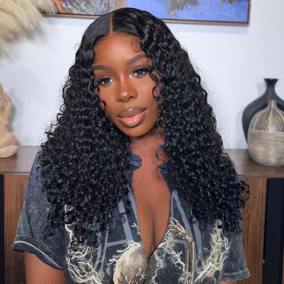 MORE FACE Afro Kinky Curly Wear And Go Glueless Wigs Pre Cut Lace 7x5 Lace Closure Wigs Pre Bleached Human Hair 100% Wigs